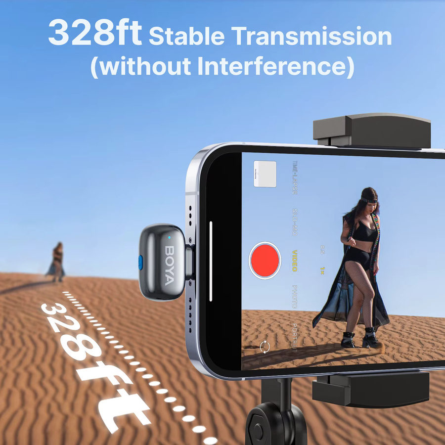 BOYA Mini 2 Wireless Lavalier-Mikrofon mit AI Rauschunterdrückung für iPhone und Android via USB-C, Schwarz - Bild 1