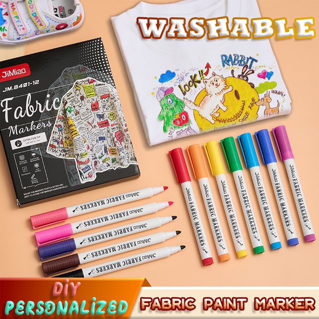 Jimiao Textilpigmentmarker Set mit feiner Spitze, wasserfest und abwaschbar, mehrfarbig - Bild 1