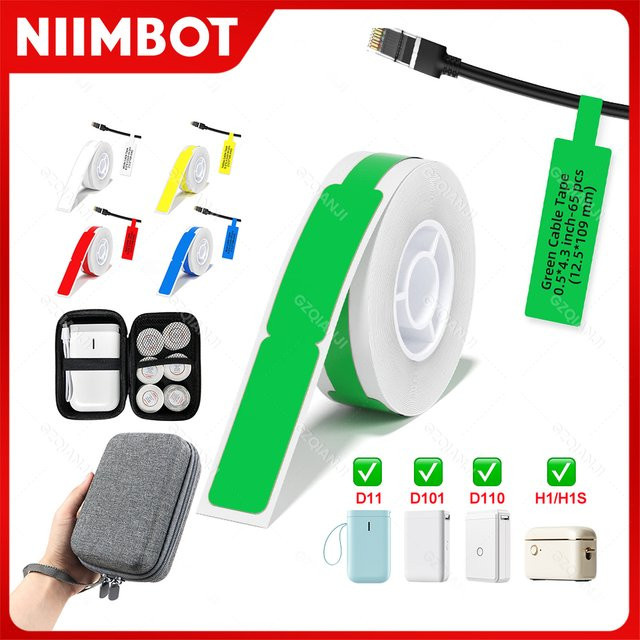 NIIMBOT Thermopapier Etiketten für D11 D101 D110 Mini-Drucker, selbstklebende Aufkleber in Weiß und Bunt, wasserfest, 65,0 mm - Bild 1