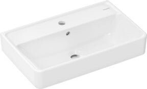 Hansgrohe Waschtisch Xanuia Q Compact aus Keramik in Weiß, Wandhängend, mit Hahnloch und Überlauf, B: 60,0 cm, T: 37,0 cm, H: 10,5 cm - Bild 1