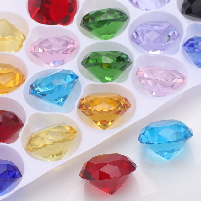 YUANZHIRUN Kristall-Briefbeschwerer aus Glas in Weiß und Multicolour, rautenförmiger geschliffener Edelstein als dekoratives Ornament - Bild 1