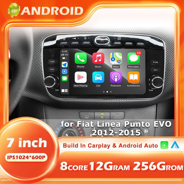 CUCU-NAVI Android 16 Autoradio mit 7 Zoll Touchscreen für Fiat Linea Punto Evo 2012-2015 inklusive Carplay, Bluetooth und GPS in Schwarz - Bild 1