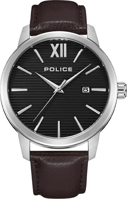 Police Herrenuhr, Quarz, Edelstahl, 44 mm, Leder, Schwarz - Bild 1