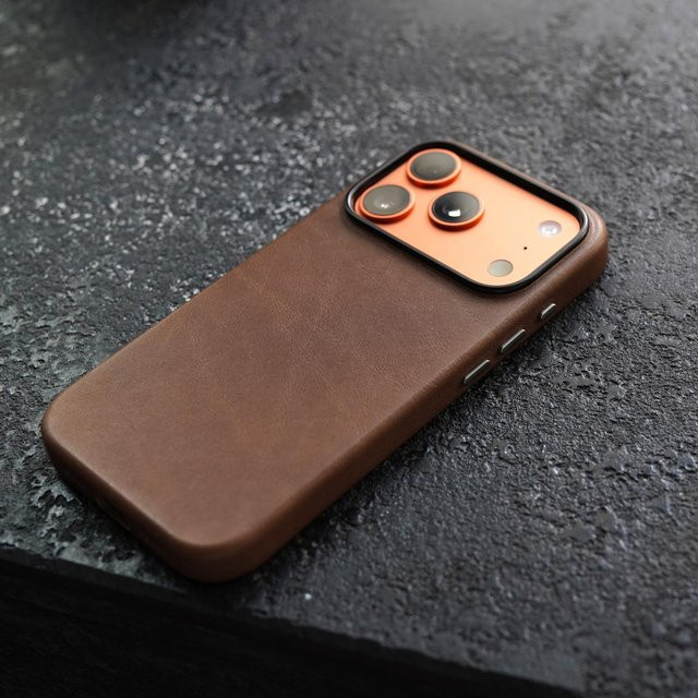 YMW Magnetische Echtleder-Handyhülle aus natürlichem Rindsleder in Braun, kompatibel mit MagSafe für iPhone 14 Pro Max, iPhone 15, iPhone 16 Pro Max, iPhone 17 und iPhone 18 - Bild 1