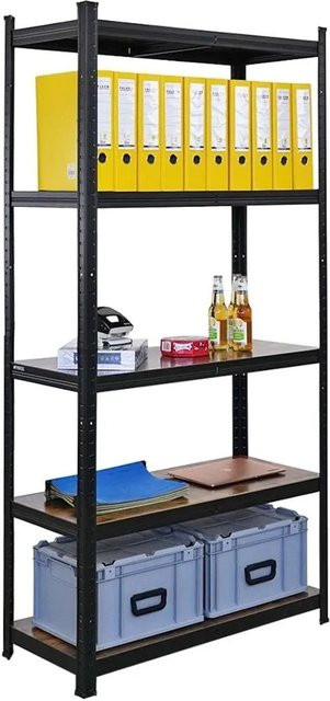 BERLINLODGE Wohnregal Ragnar Bücherregal in Vintagebraun-Schwarz mit verstellbaren Regalböden, H x B x T: 180 x 90 x 40 cm - Bild 1
