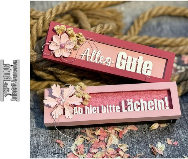 Stanzformen Neue deutsche Phrase Buchstabe Ab Hier Bitte Lächeln aus Metall für DIY Scrapbooking und Kartenherstellung - Bild 1