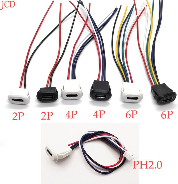 JCD 3er-Set USB-C Typ C Stecker mit Card-Channel Buchse, 5A Hochstrom Schnelllade-Port, 6-Pin USB-C Ladegerät Steckdose - Bild 1