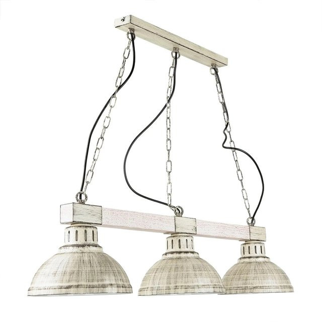 Licht-Erlebnisse Pendelleuchte in Rustikalem Design aus Holz und Metall, Farbe Weiß, Breite: 72 cm - Bild 1