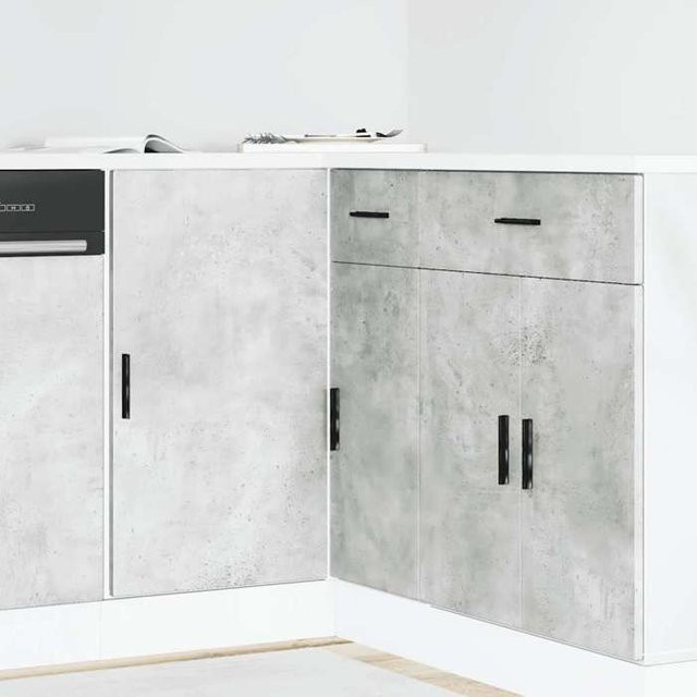 Exklusives Haus Lyon Unterschrank in Betongrau aus MDF mit matten Scharniertüren für deine Küche - Bild 1