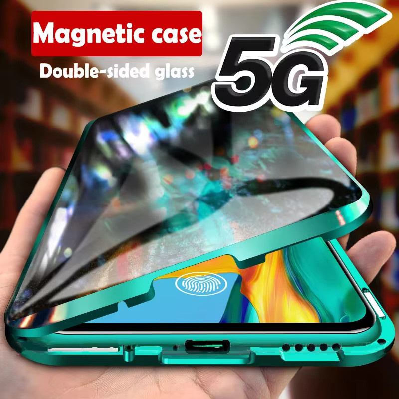 Samsung 360° Vollschutz Metall-Magnetische Handyhülle mit doppelseitiger Glas-Rückabdeckung für Galaxy A34 A35 A16 A56 A17 A36 5G in Grün - Bild 2
