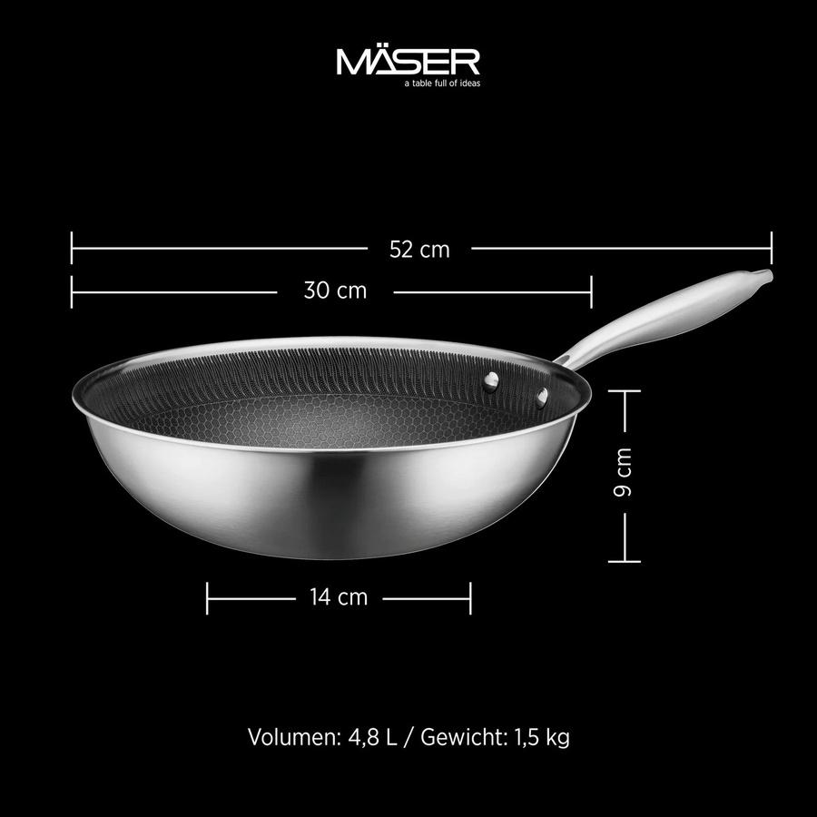 Mäser Wok Hestia Keramik aus Edelstahl in Silber und Schwarz, Durchmesser: 30 cm - Bild 3