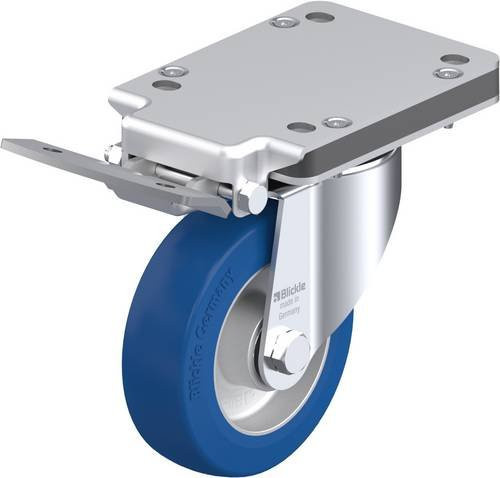 Blickle Lenkrolle LK-ALBS 125K-3-IS mit Feststeller in Blau und Silber, Rad-Durchmesser: 125 mm, Tragfähigkeit: 350 kg - Bild 1