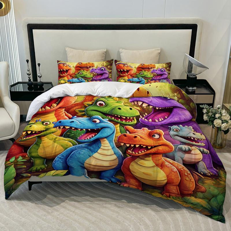 3-teiliges Dinosaurier Bettwäsche-Set AEqueen aus weichem Mikrofaser-Stoff, buntes Cartoon-Design, B/H: 200 x 230 cm - Bild 3