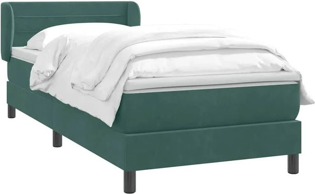 vidaXL Boxspringbett mit Matratze aus Samt in Dunkelgrün, B/T/H: 80 x 220 x 78 cm - Bild 1