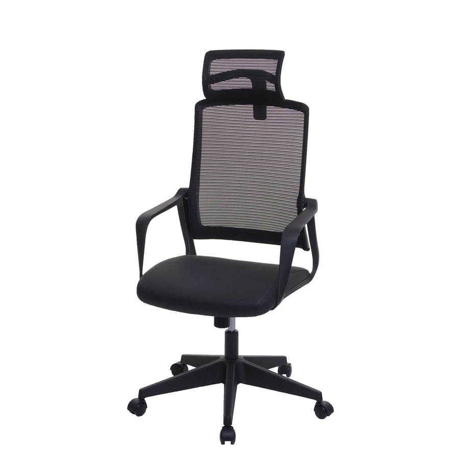 Ergonomischer Proregal Bürostuhl in Schwarz mit Kopfstütze und Kunstleder, Drehstuhl mit Armlehnen, H x B x T: 128 x 64 x 66 cm, Sitzhöhe: 44 cm - Bild 2