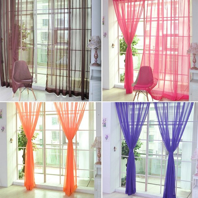 Transparenter Tüllvorhang in Braun für Wohnzimmer und Schlafzimmer, Breite: 100 cm, Höhe: 200 cm - Bild 1