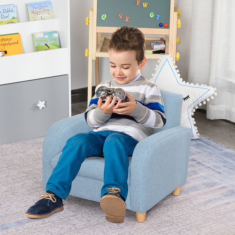 HOMCOM Kindersessel Kindersofa mit dickem Schaumstoff und Sitzkissen in Blau, B/T/H: 49 x 45 x 44,5 cm - Bild 2