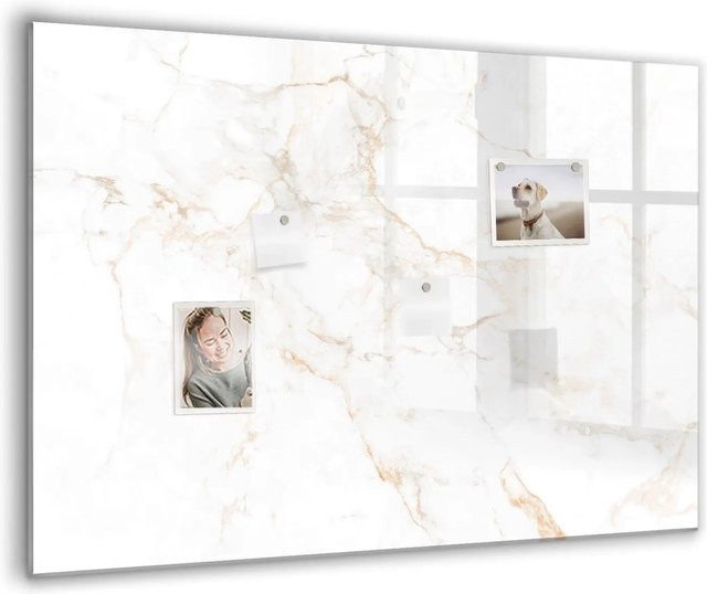 Tulup Glasmagnettafel in eleganter Marmor-Optik, beschreibbares magnetisches Whiteboard aus Glas, Breite: 100 cm, Höhe: 70 cm - Bild 1