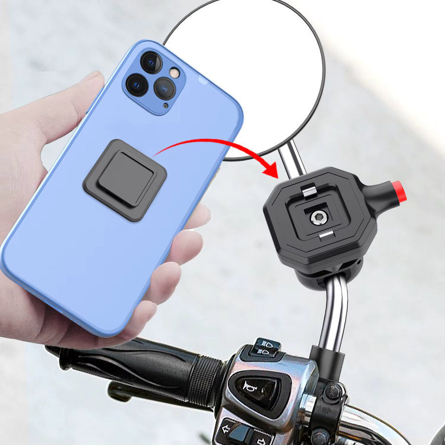 Untoom Universelle Schnellverschluss-Handyhalterung für Motorrad und E-Bike in Schwarz mit GPS-Navigationsunterstützung für den Rückspiegel - Bild 2