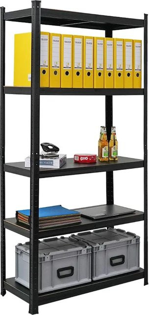 BERLINLODGE Wohnregal Ragnar Bücherregal aus Metall in Schwarz Matt, H x B x T: 180 x 90 x 40 cm - Bild 1