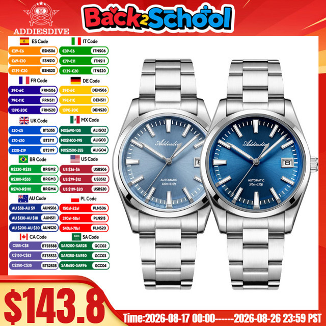 ADDIESDIVE Armbanduhr, Automatik, Edelstahl, 39 mm, Herren - Bild 1