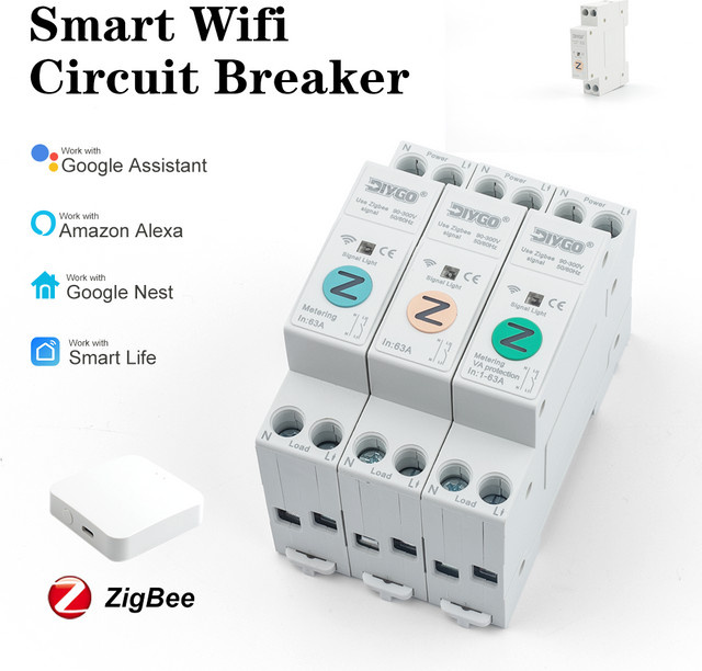 DIY GO ZigBee Wifi Smart Circuit Breaker DGB-63Z mit Power Metering, 63A, 1P+N, Weiß - Bild 1
