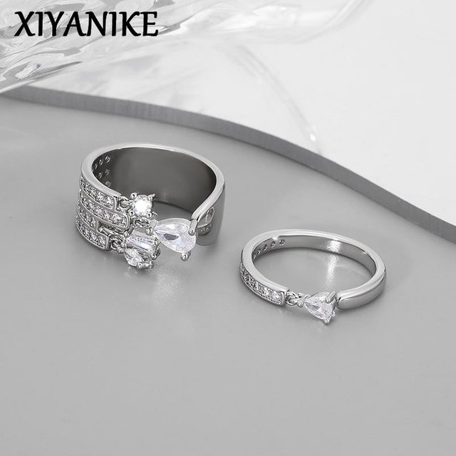 XIYANIKE Manschetten-Fingerringe, Zirkonia, Silber, Damen - Bild 1