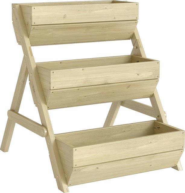 Outsunny Vertikales Hochbeet aus Holz mit 3 Etagen und Pflanzkästen in Grün, B/T/H: 65 x 75 x 76 cm - Bild 1
