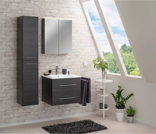 Fackelmann Bad-Hochschrank b.perfekt in Eiche Dunkelbraun mit Soft-Close-Türen, B/T/H: 30 x 31,8 x 160 cm - Bild 1