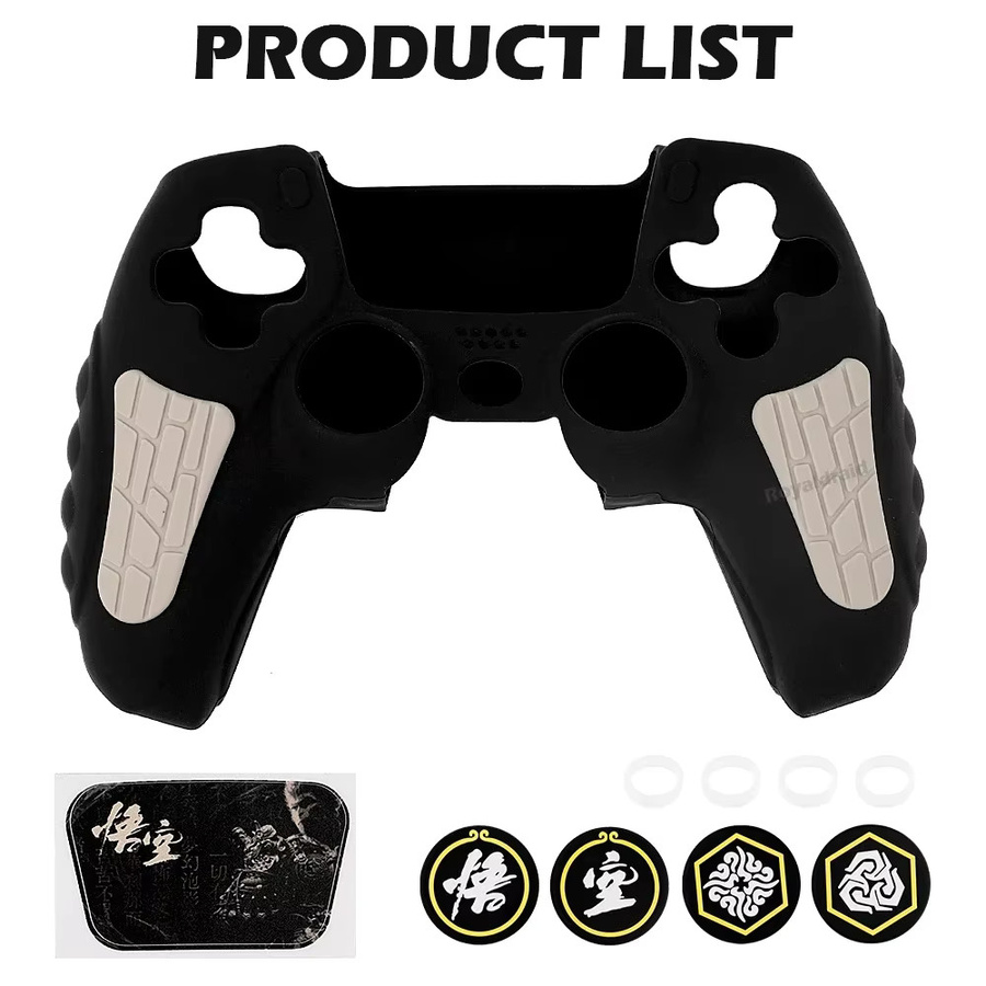 Hayoumon Rutschfeste Silikon-Schutzhülle für PS5-Gamepad-Controller in Schwarz mit Daumenstick-Griffkappen, Stoßfängerabdeckung und Touchpad-Aufkleber - Bild 6