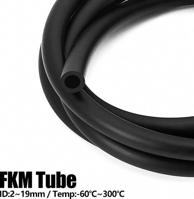 Schwarzer Fluorkautschukschlauch FKM korrosionsbeständig und hochtemperaturbeständig von -60 °C bis 280 °C, Länge: 1 m - Bild 1