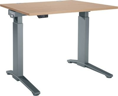 Schäfer Shop Genius Schreibtisch ERGOSTYLE S, elektrisch höhenverstellbar, einstufig, C-Fuß, Eiche/anthrazit, B: 120 cm, T: 80 cm, H: 71,5-118,2 cm - Bild 1