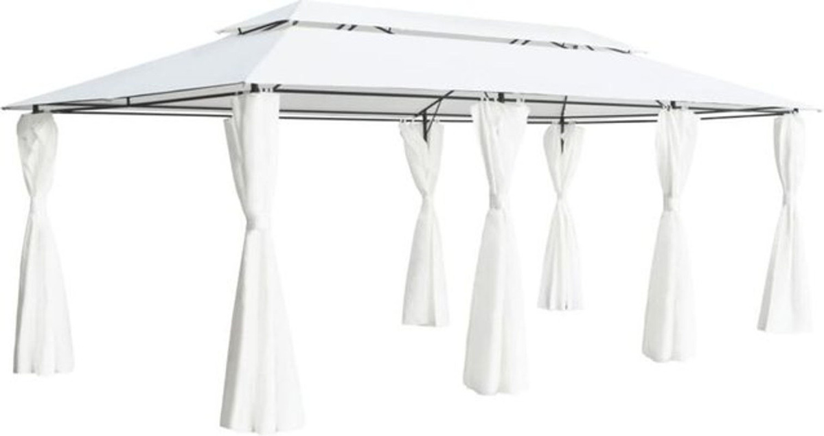 Vidaxl Pavillon mit Vorhängen in Weiß aus Polyester und Stahl, B/T/H: 600 x 298 x 270 cm - Bild 1