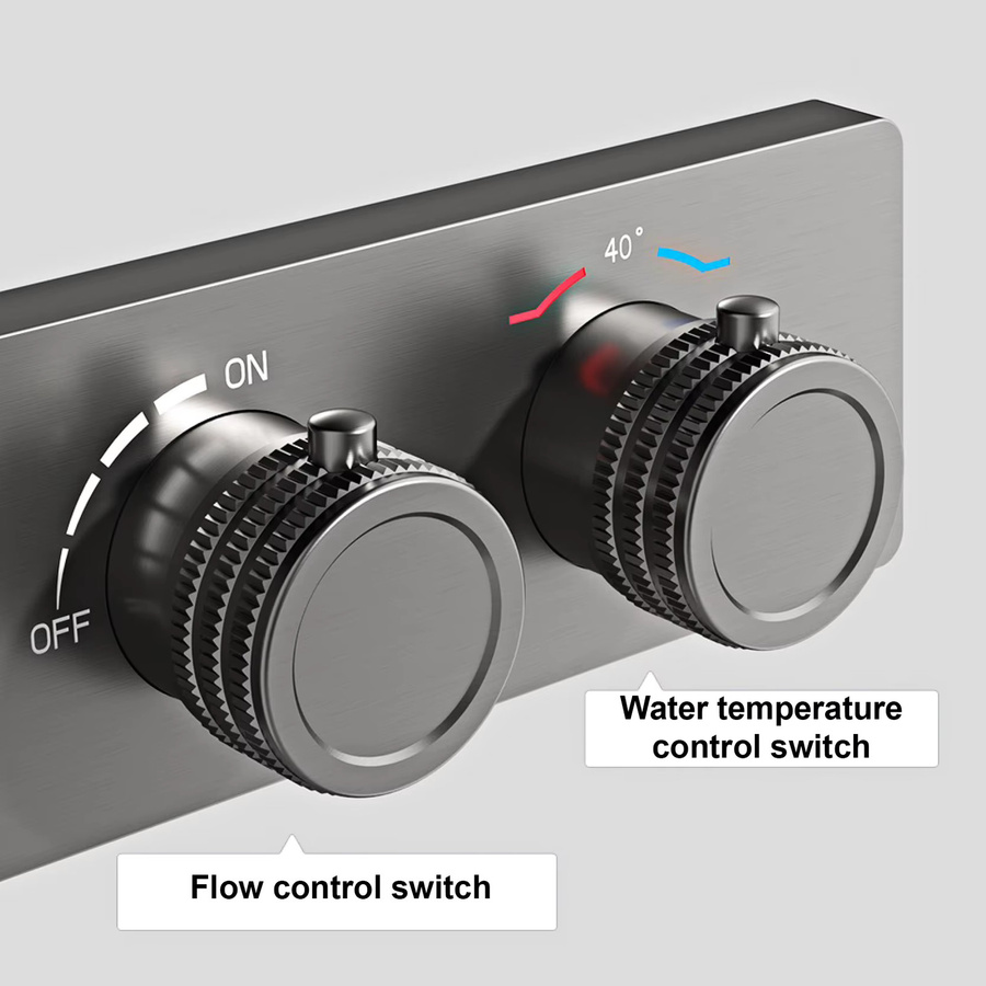 Aitana Einbau-Duschsystem aus Messing in Waffengrau mit Thermostat und LED-Digitalanzeige - Bild 4