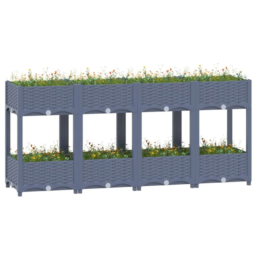 furnicato Hochbeet aus Polypropylen in Grau, B/T/H: 160 x 40 x 71 cm - Bild 2
