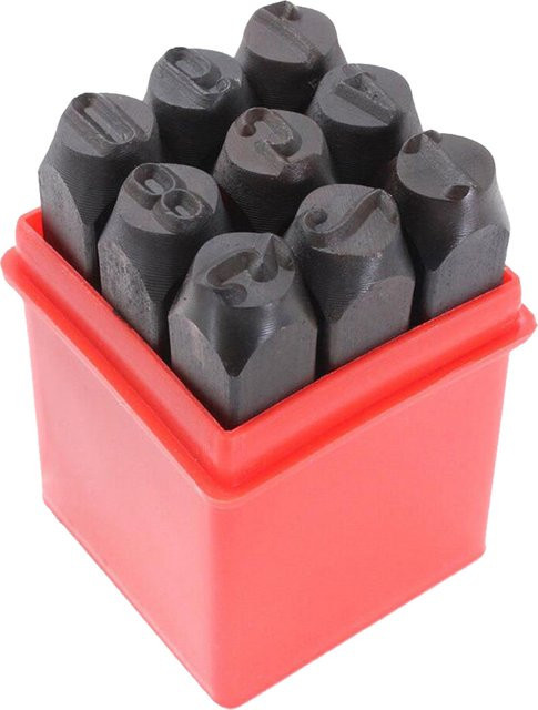 homyl 9-teiliges Buchstaben- und Zahlen-Punzier-Set aus Kohlenstoffstahl mit 8 mm Durchmesser für Leder, Metall und Schmuckarbeiten - Bild 1
