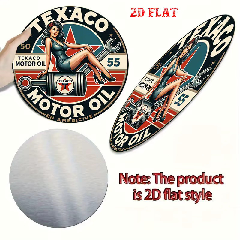 Vintage Texaco Metallschild mit Mechaniker-Frau und Schraubenschlüssel Design, mehrfarbig - Bild 6