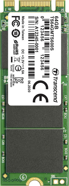 Transcend MTS600S SSD intern M.2 2260 SATA 6Gb/s 64 GB Schwarz - Bild 1