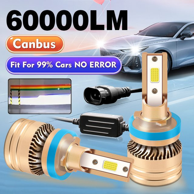 Roadsun Auto-LED-Scheinwerferlampe Set 2 Stück, 200 W 12 V, 6000 K, Farbe: Silber, Passend für H1 H4 H7 H11 9005 9006 Hi Lo Beam - Bild 1