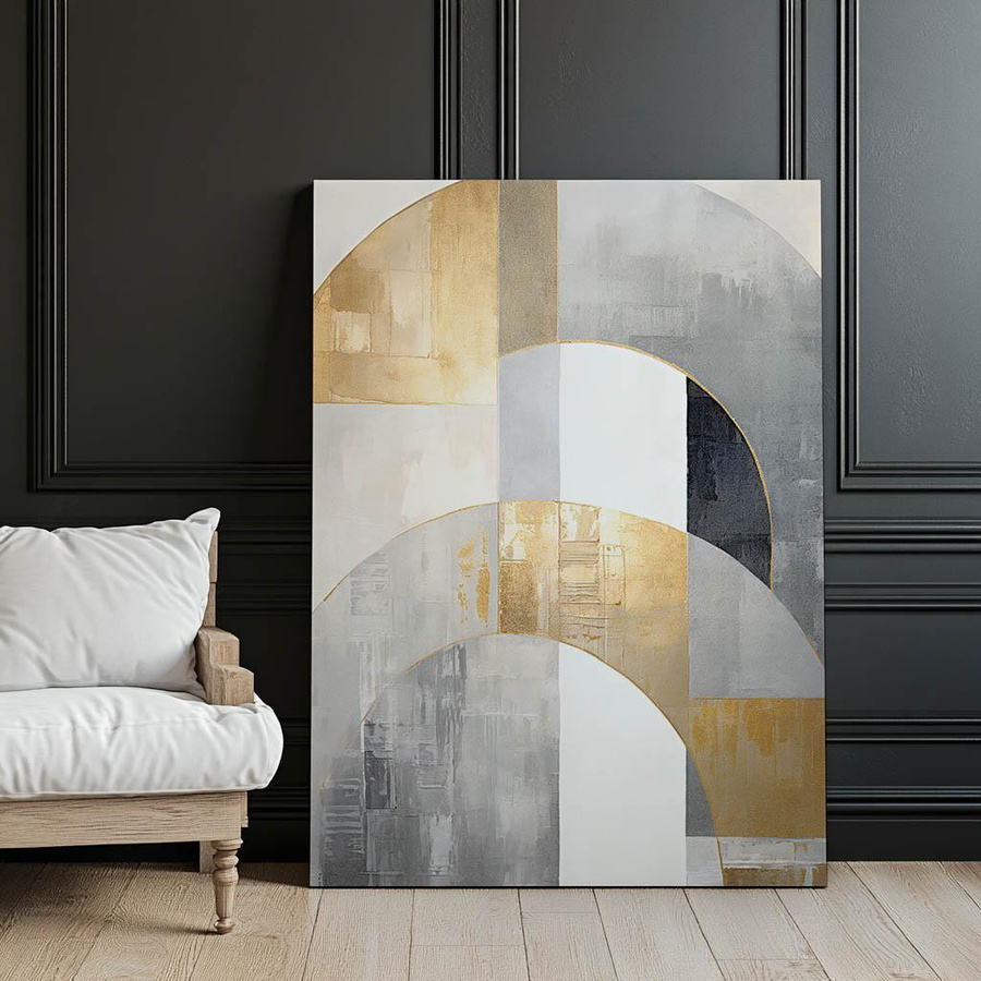 iKable Art Deco Abstraktion Goldene Symmetrie Leinwand auf Keilrahmen, Farbe: Gold und Multicolor, B/H: 40 x 30 cm - Bild 2