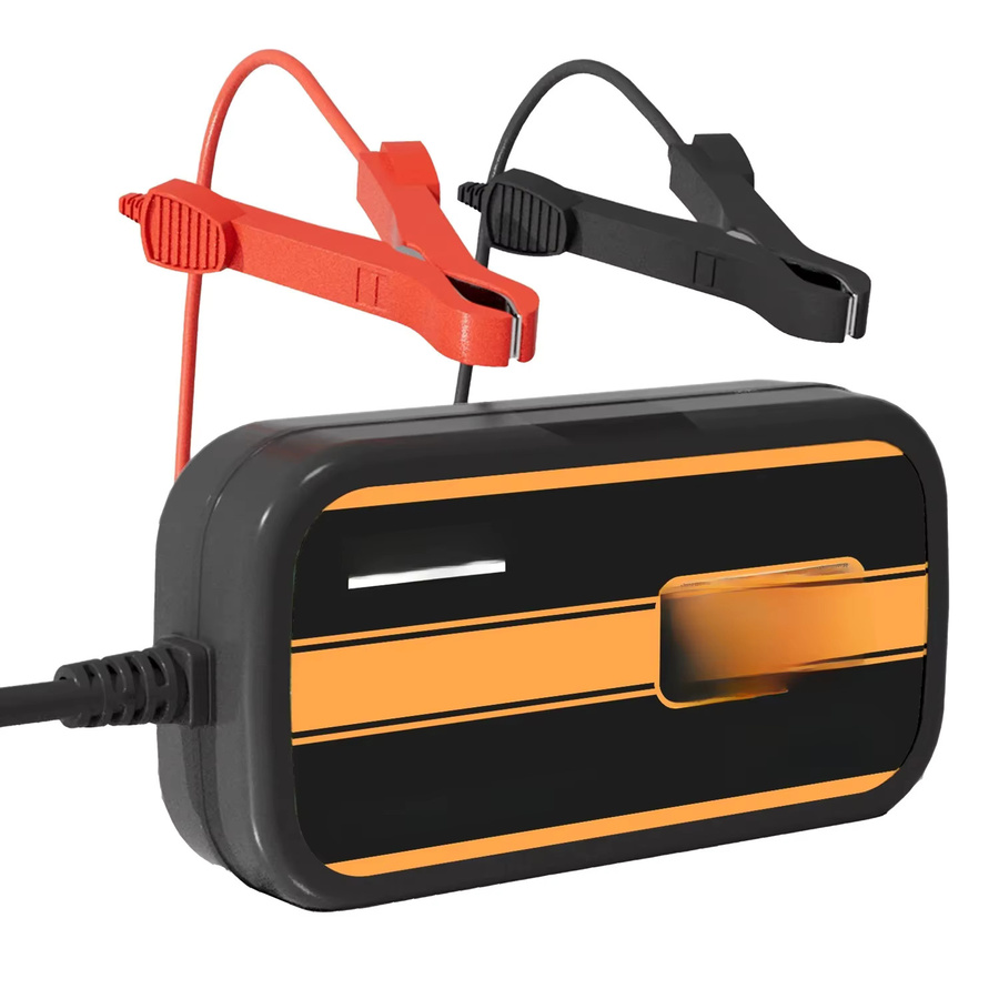 Intelligentes 12 V Batterieladegerät mit LCD-Display für Auto, Motorrad, Wohnmobil, ATV und Boot, passend für Blei-Säure, AGM und Gel Batterien, 2 A, Schwarz-Orange - Bild 6