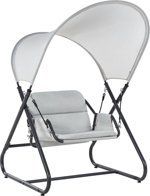 Beliani Gartenschaukel SOLAGNA in Hellgrau mit Sonnen canopy und Kissen, B/T/H: 117 x 114 x 182 cm - Bild 1