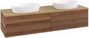 V&B Waschtischunterschrank Antao mit Frontstruktur in Warm Walnut, Breite: 160 cm, Tiefe: 50 cm - Bild 1