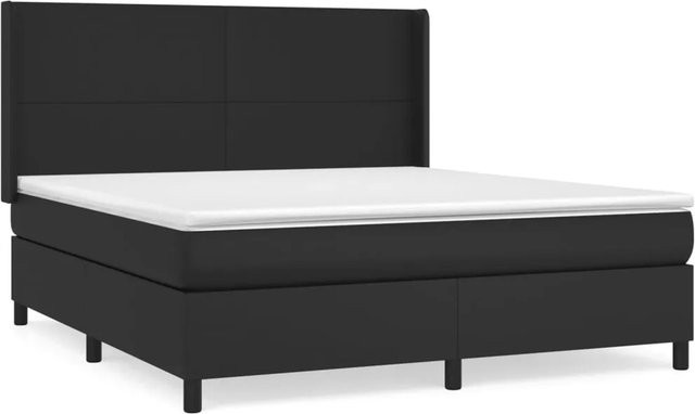 vidaXL Boxspringbett mit Matratze und Kopfteil in Schwarz aus Kunstleder, Hybridbett mit Taschenfederkern, B/T/H: 180 x 200 x 183 cm - Bild 1
