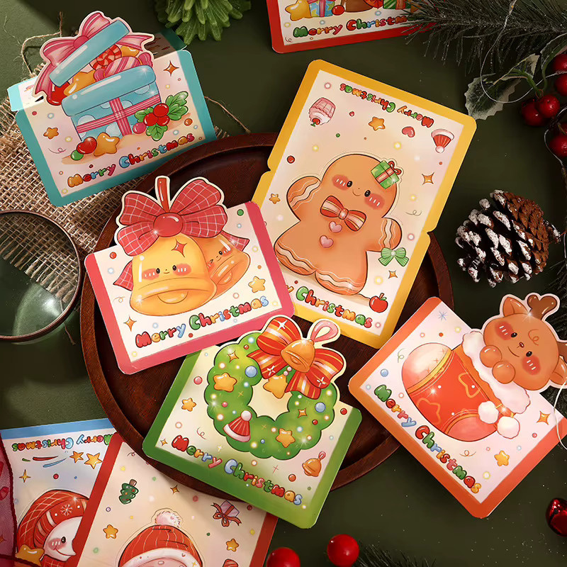 30 Stück Retro Cartoon Weihnachtskarten mit 3D-Effekt in Rot und Mehrfarbig - Bild 3