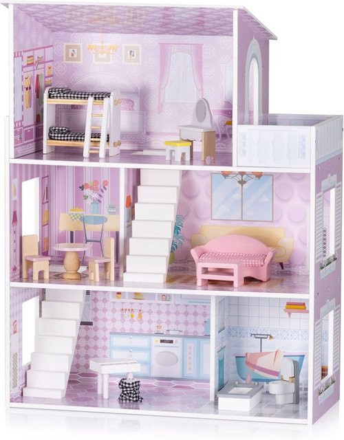 Chipolino Holz-Puppenhaus 12-teiliges Möbel-Set rosa ab 3 Jahren - Bild 1