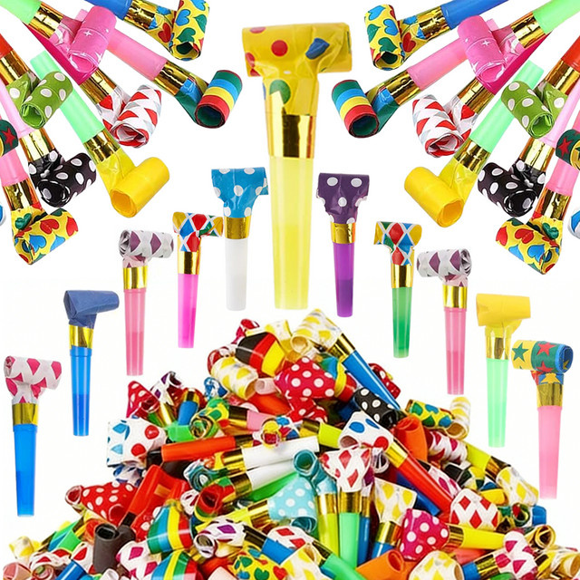 XJM Party-Bläser bunte Pfeifen aus Papier für Geburtstage und Festivals in Multicolor - Bild 1