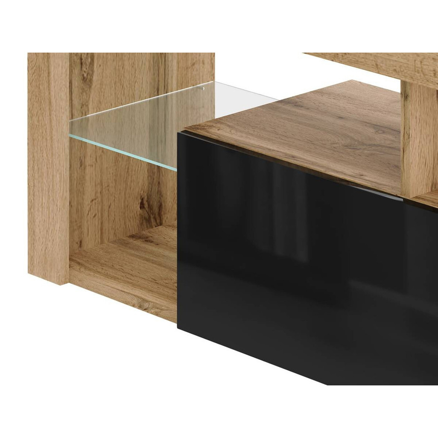 TV-Lowboard Everest von WIPMEB in Eiche Wotan und Schwarz glänzend, modernes Design für dein Wohnzimmer, B/H/T: 140 x 50 x 35 cm - Bild 3