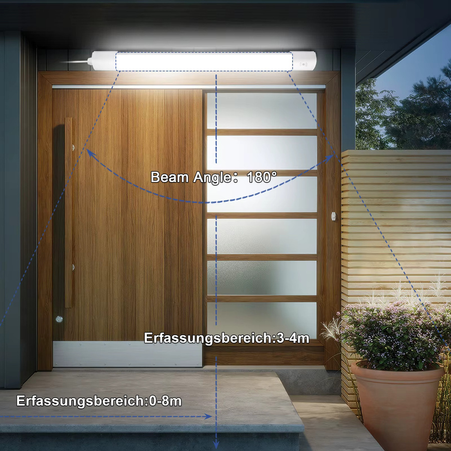Oraymin 2er-Pack LED-Deckenleuchten mit Bewegungsmelder, wasserdichte LED-Lattenleuchte IP65, 36 W, 4000 lm, neutralweiß 4000 K, Länge: 120 cm, weiß - Bild 3