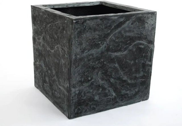 Elegant Einrichten Pflanzkübel aus Fiberglas in Stein-Optik, Quadratisch, Anthrazit-Grau, B/T/H: 60 x 60 x 60 cm - Bild 1